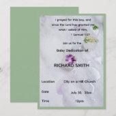 Scripture Verse Boy Baby Dedication Invitation Kaart (Voorkant / Achterkant)