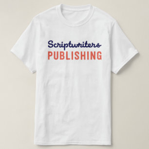 Scriptwriters die Abbys Blauw/Bleke Oranje T publi T-shirt