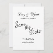 Scripty Black & White Bewaar de datum Save The Date (Voorkant)