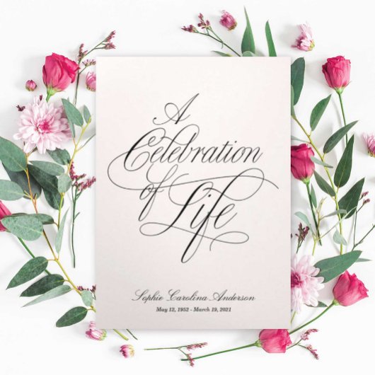 Scripty Celebration of Life Program Drieluik Uitnodiging