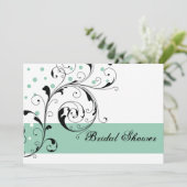 Scroll blad witte jade groene bruiloft bruidsfeest kaart (Staand voorkant)