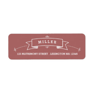 Scroll bruiloft adreslabel Marsala Etiket