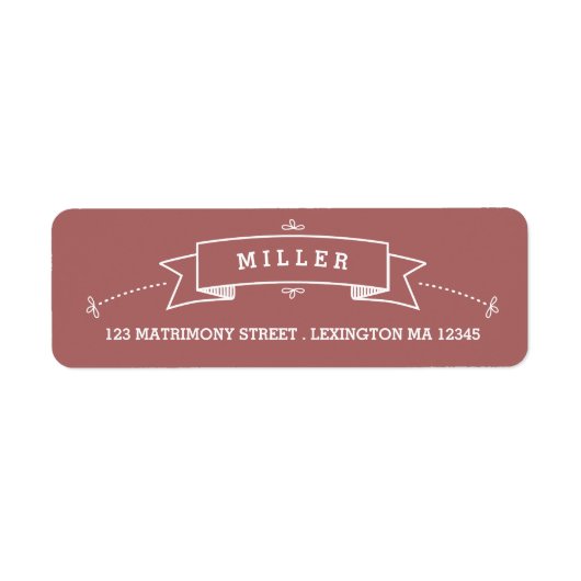 Scroll bruiloft adreslabel | Marsala Etiket (Voorkant)