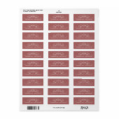 Scroll bruiloft adreslabel | Marsala Etiket (Full Sheet)
