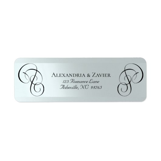 Scroll Calligraphy Adreslabels - Zilver Etiket (Voorkant)