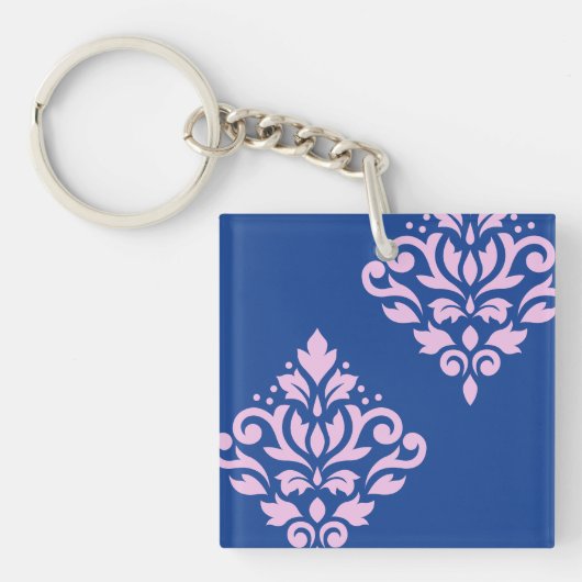 Scroll Damask Art I 2Way Roze + Blauw Sleutelhanger (Voorkant)