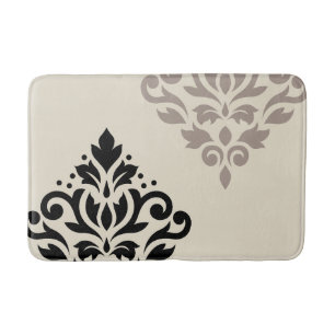 Scroll Damask Art I Black Taupe Cream Badmat