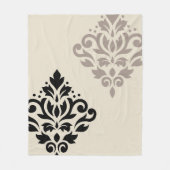 Scroll Damask Art I Black Taupe Cream Fleece Deken (Voorkant)