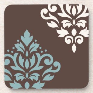 Scroll Damask Art I Blauwgroen Cream Brown Drankjes Onderzetter