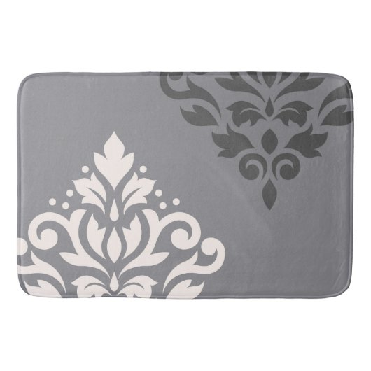 Scroll Damask Art I Cream & Grijs Badmat (Voorkant)