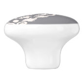 Scroll Damask Art I Cream & Grijs Keramische Knop (Zijkant)