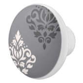Scroll Damask Art I Cream & Grijs Keramische Knop (Rechts)