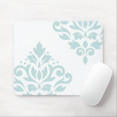 Scroll Damask Art I Duck Egg Blue op White Muismat (Met muis)