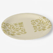 Scroll Damask Art I Gold op Crème Papieren Bordje (Gekanteld)