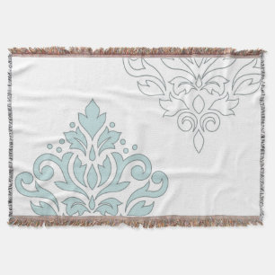 Scroll Damask Art I (lijn) Ei Blauw Grijs Wt Deken