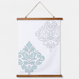 Scroll Damask Art I (lijn) Ei Blauw Grijs Wt Hangend Wandkleed