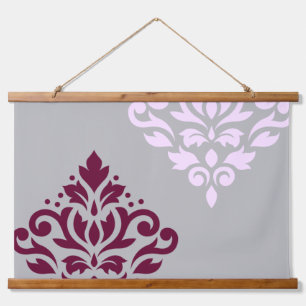 Scroll Damask Art I Plum Pink Grey Hangend Wandkleed