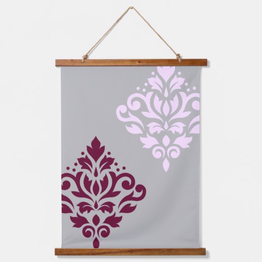 Scroll Damask Art I Plum Pink Grey Hangend Wandkleed (Voorkant)