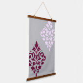 Scroll Damask Art I Plum Pink Grey Hangend Wandkleed (Gebogen)