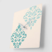 Scroll Damask Art I Teals op Cream Vierkante Klok (Hoek)