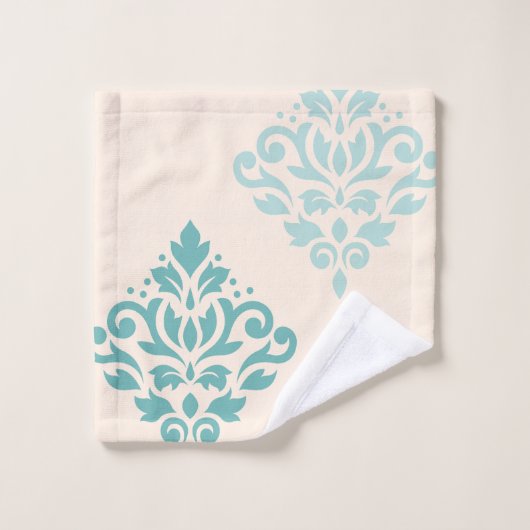 Scroll Damask Art I Teals op Cream Washandje (Wasdoekje)