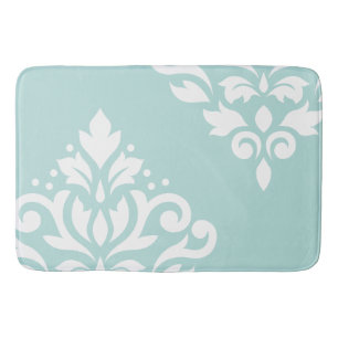Scroll Damask Art I White op licht Blauwgroen Badmat