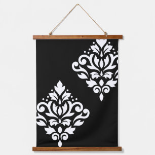 Scroll Damask Art I Wit op Zwart Hangend Wandkleed