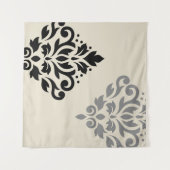 Scroll Damask Art I Zwart Grijs Crème Wandkleed (Voorkant (horizontaal))