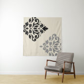 Scroll Damask Art I Zwart Grijs Crème Wandkleed (In Situ (horizontaal))