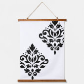 Scroll Damask Art I Zwart op Wit Hangend Wandkleed (Voorkant)