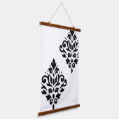 Scroll Damask Art I Zwart op Wit Hangend Wandkleed (Gebogen)