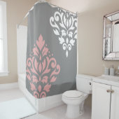 Scroll Damask Art in roze wit grijs Douchegordijn (In situ)
