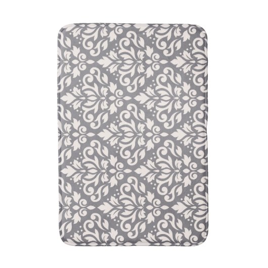 Scroll Damask Big Pattern Cream op Grijs Badmat (Voorkant Verticaal)