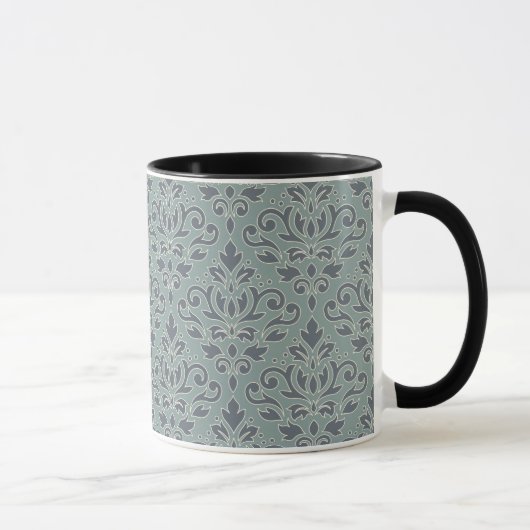 Scroll Damask Big Pattern (omtrek) CRM Blauw Blauw Mok (Rechts)