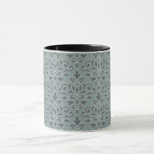 Scroll Damask Big Pattern (omtrek) CRM Blauw Blauw Mok (Midden)