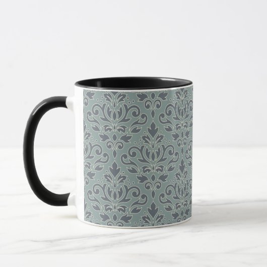 Scroll Damask Big Pattern (omtrek) CRM Blauw Blauw Mok (Links)