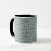 Scroll Damask Big Pattern (omtrek) CRM Blauw Blauw Mok (Voorkant links)