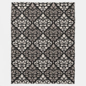 Scroll Damask Big Pattern Taupe Cream Black Fleece Deken (Voorkant)