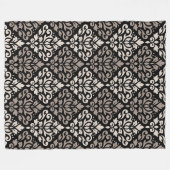Scroll Damask Big Pattern Taupe Cream Black Fleece Deken (Voorkant (Horizontaal))