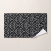 Scroll Damask Big Ptn Grey op Black Handdoeken (Handdoek)
