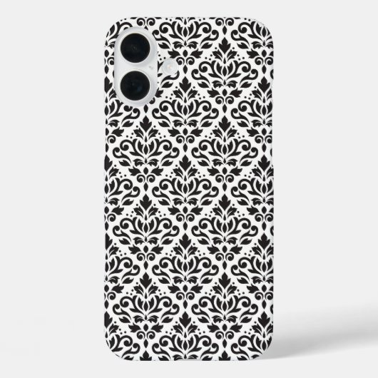 Scroll Damask Black op White Pattern Case-Mate iPhone Case (Achterkant)