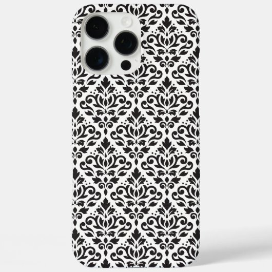 Scroll Damask Black op White Pattern Case-Mate iPhone Case (Achterkant)