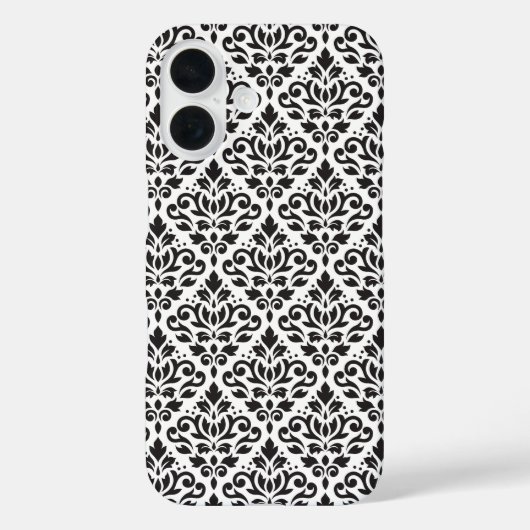 Scroll Damask Black op White Pattern Case-Mate iPhone Case (Achterkant)