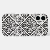 Scroll Damask Black op White Pattern Case-Mate iPhone Case (Achterkant (horizontaal))
