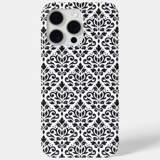 Scroll Damask Black op White Pattern Case-Mate iPhone Case (Achterkant)