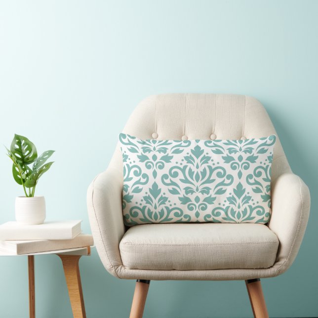 Scroll Damask Blauwgroen groot patroon Kussen (Stoel)
