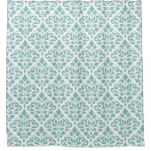 Scroll Damask Blauwgroen Grote Patroon Douchegordijn (Voorkant)