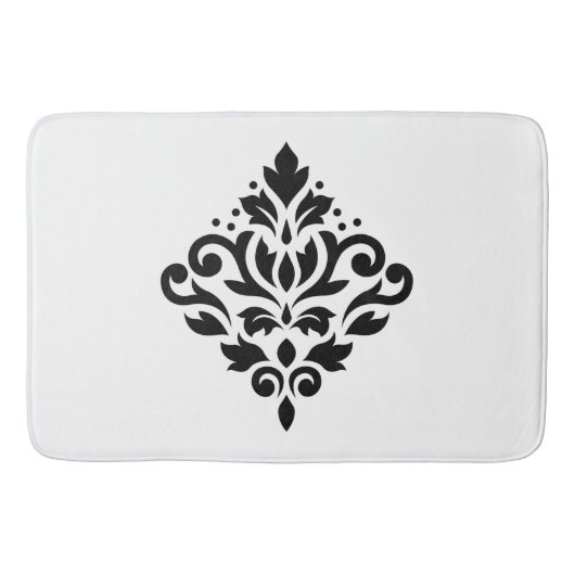 Scroll Damask Design Black Badmat (Voorkant)
