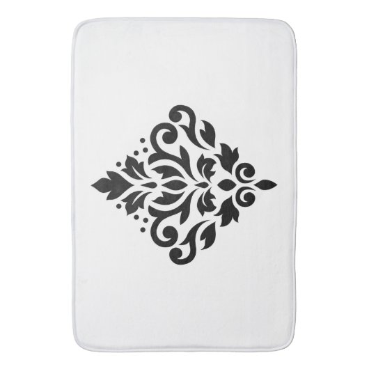 Scroll Damask Design Black Badmat (Voorkant Verticaal)