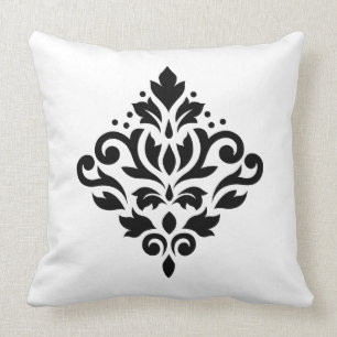 Scroll Damask Design Black Kussen
